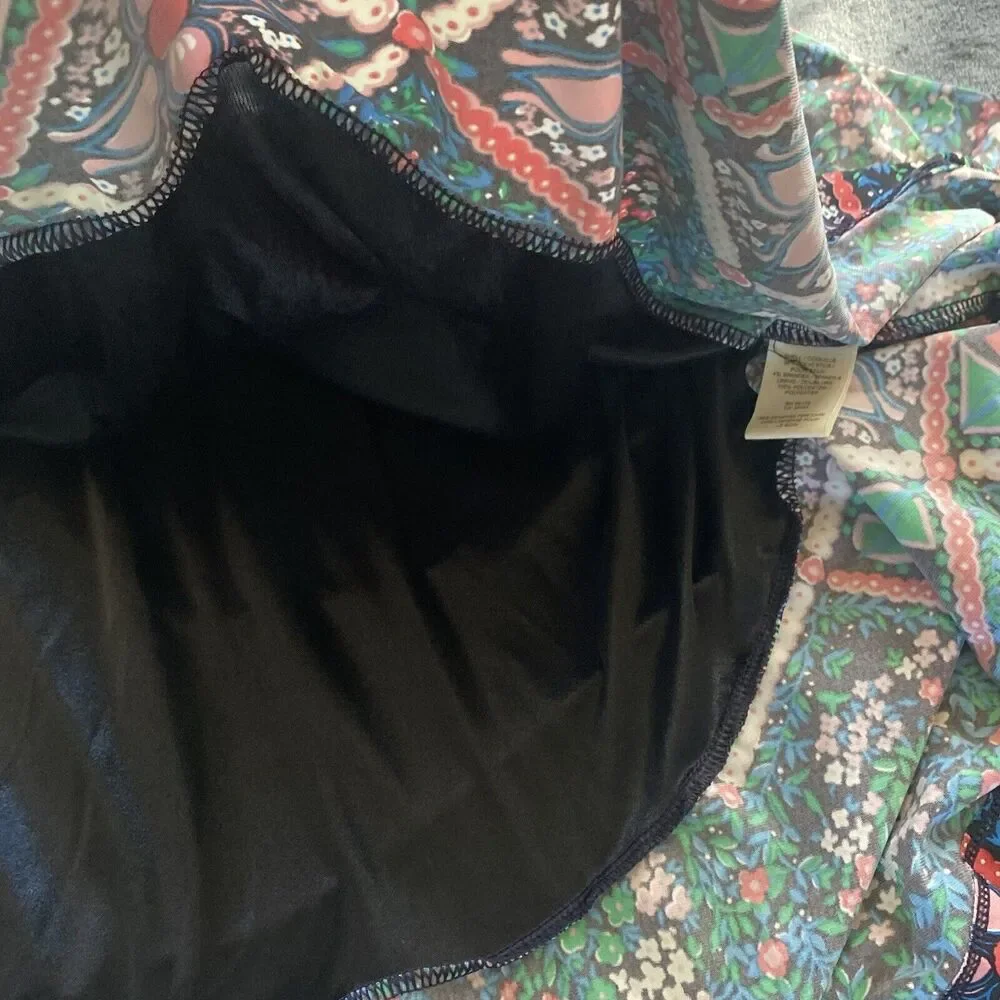 Vtg Free People Mini Dress Womens Small Black Floral Fit Flare Boho  Tiered - Picture 8 of 11